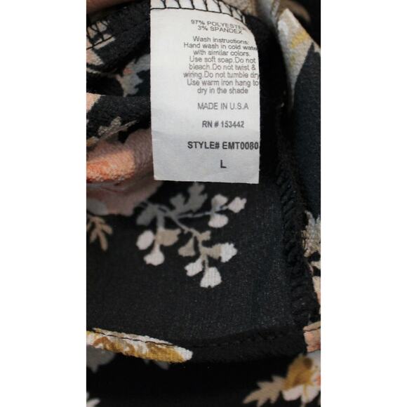 Whisper Women's Floral Black Long Sleeve Blouse Size L NWOT - Picture 8 of 8